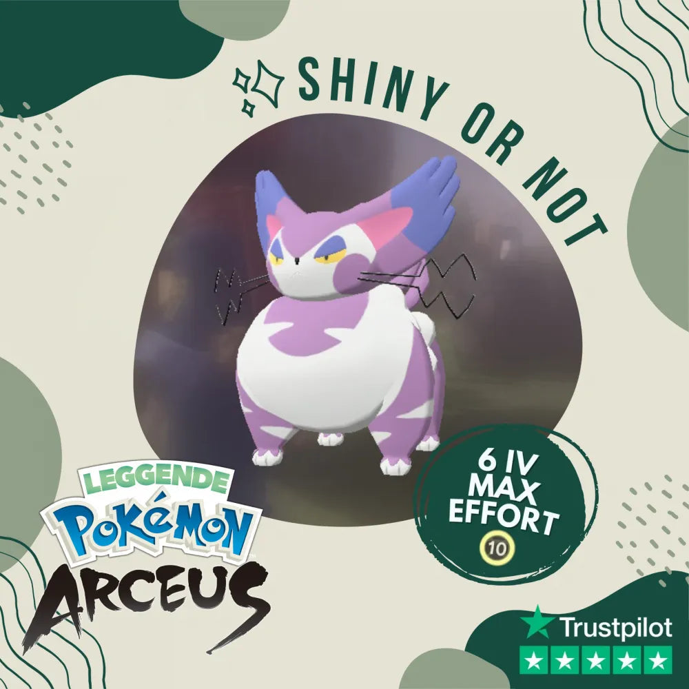 Purugly Shiny ✨ Legends Pokémon Arceus 6 Iv Max Effort Custom Ot Level Gender