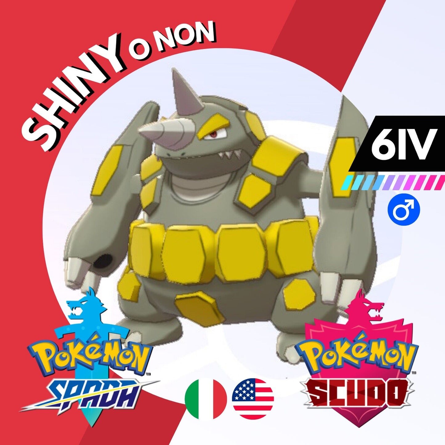 Rhyperior Shiny o Non 6 IV Competitivo Legit Pokemon Spada Scudo Sword Shield