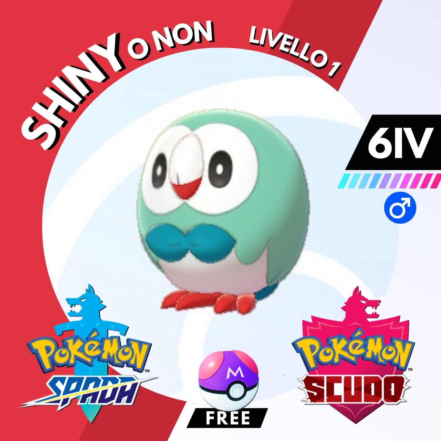 Rowlet Shiny o Non 6 IV e Master Ball Legit Pokemon Spada Scudo Sword Shield