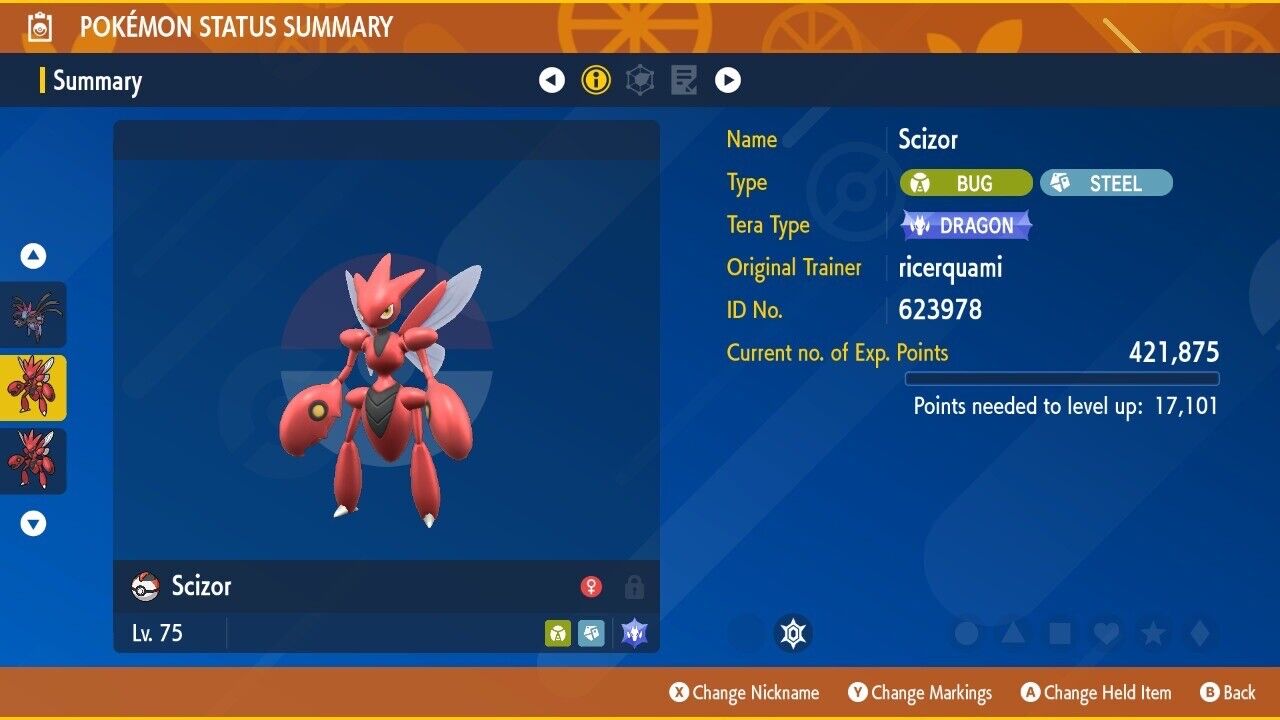 Scizor Prepare the Offense Tera Raid Event Untouched Pokémon Scarlet Violet Non Shiny Lv. 75 by Shiny Living Dex | Shiny Living Dex