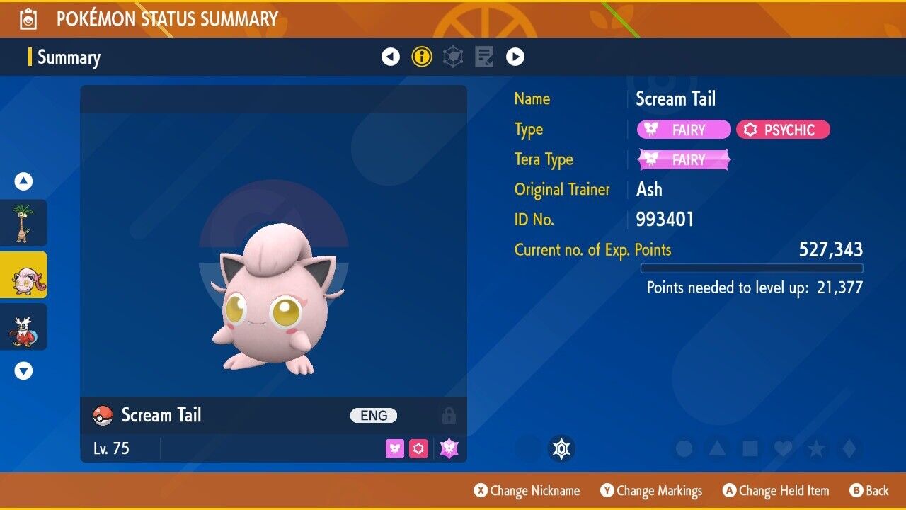 Scream Tail Tera Raid Event January 2025 Untouched IV Pokémon Scarlet Violet
