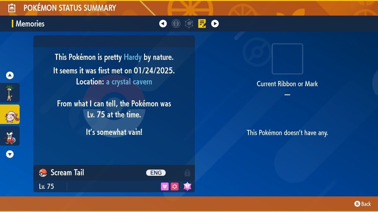Scream Tail Tera Raid Event January 2025 Untouched IV Pokémon Scarlet Violet