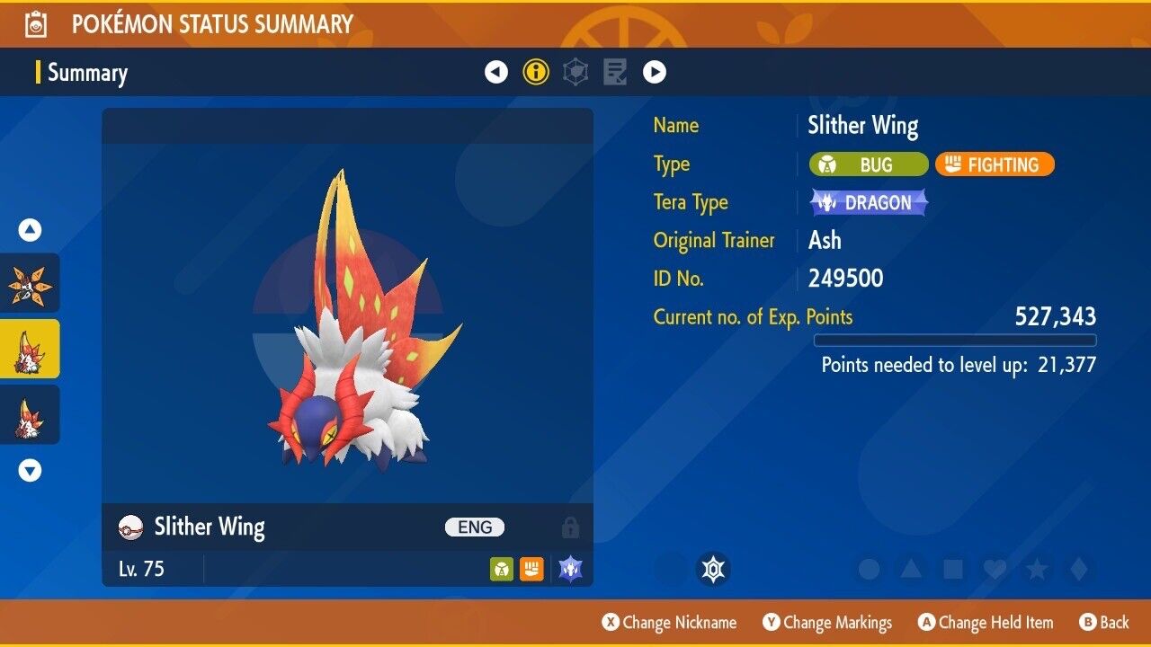 Slither Wing Tera Raid Event September 2023 Untouched Pokémon Scarlet Violet Non Shiny Lv. 75 by Shiny Living Dex | Shiny Living Dex