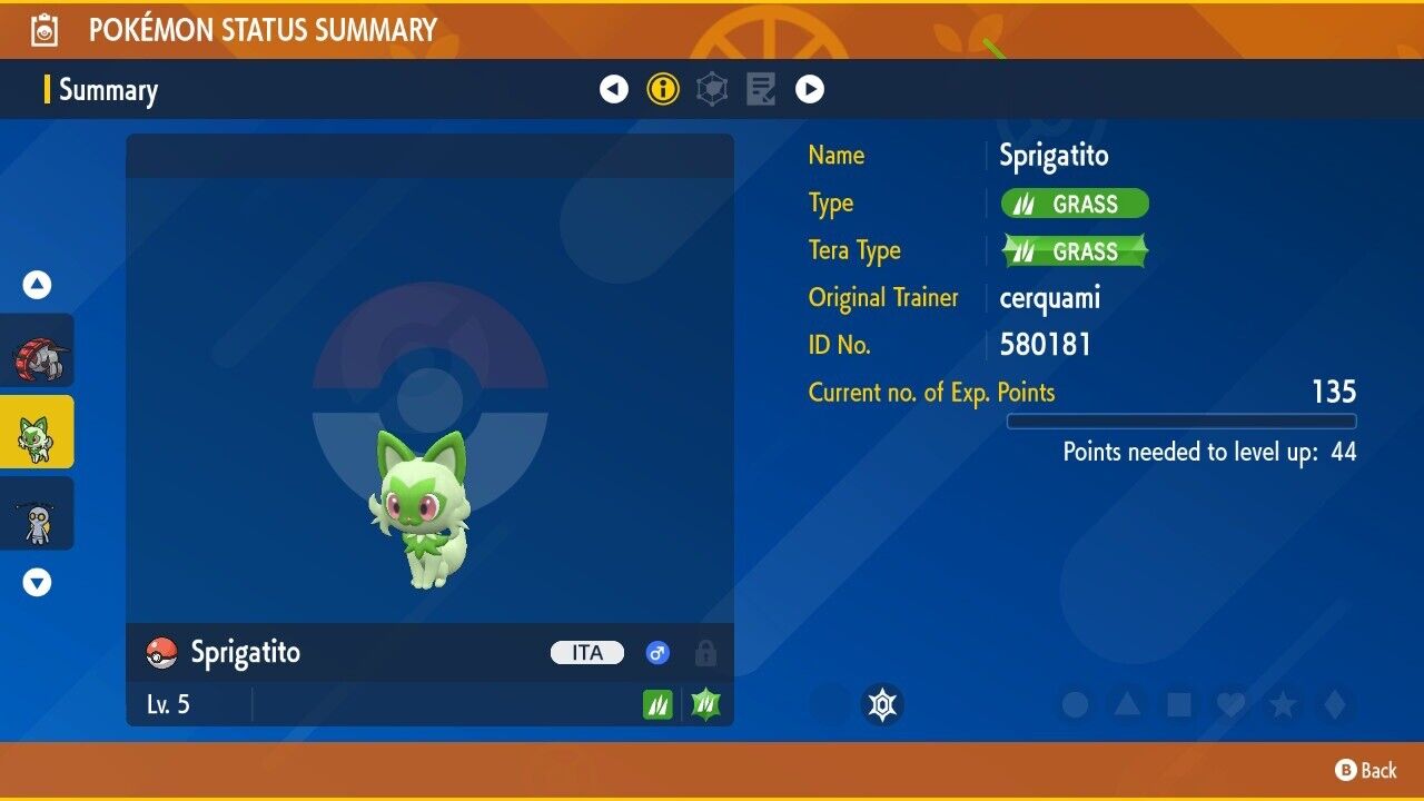 Sprigatito HOME May 2023 Event Mistery Gift Untouched Pokémon Scarlet Violet Non shiny Level 5 by Shiny Living Dex | Shiny Living Dex