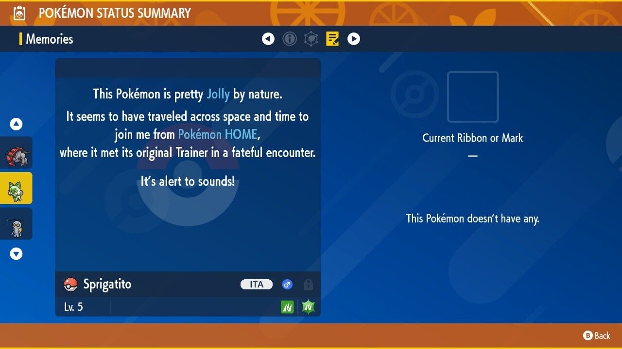Sprigatito HOME May 2023 Event Mistery Gift Untouched Pokémon Scarlet Violet Non shiny Level 5 by Shiny Living Dex | Shiny Living Dex