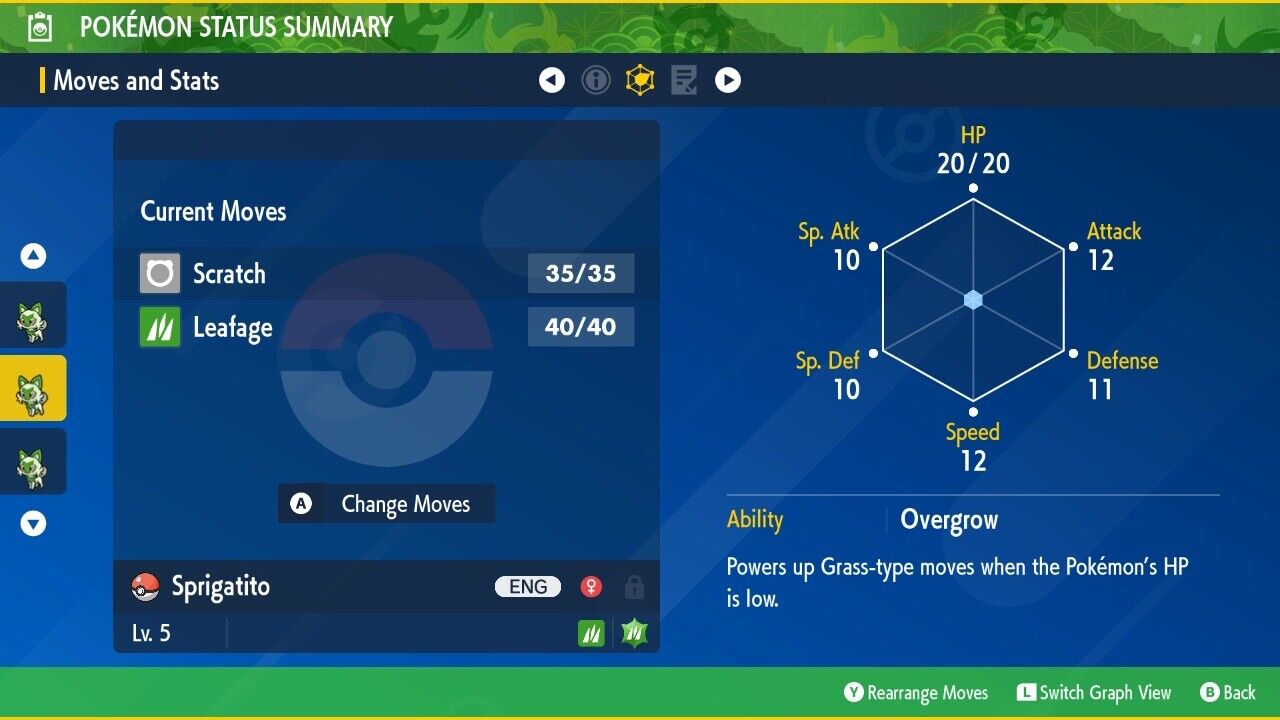Sprigatito Liko’s Event Horizons Distribution Untouched Pokémon Scarlet Violet Non shiny Level 5 by Shiny Living Dex | Shiny Living Dex