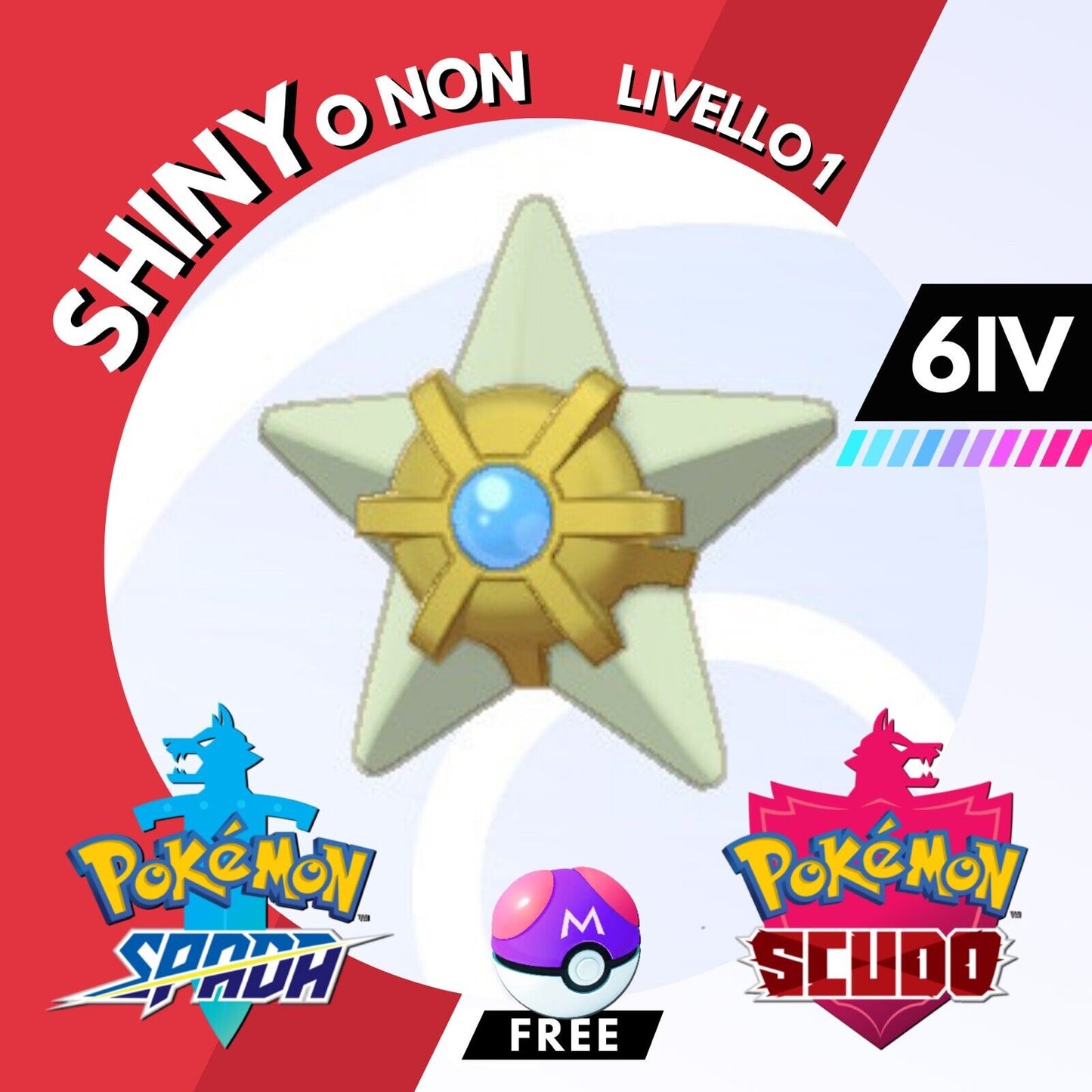 Staryu Shiny o Non 6 IV e Master Ball Legit Pokemon Spada Scudo Sword Shield