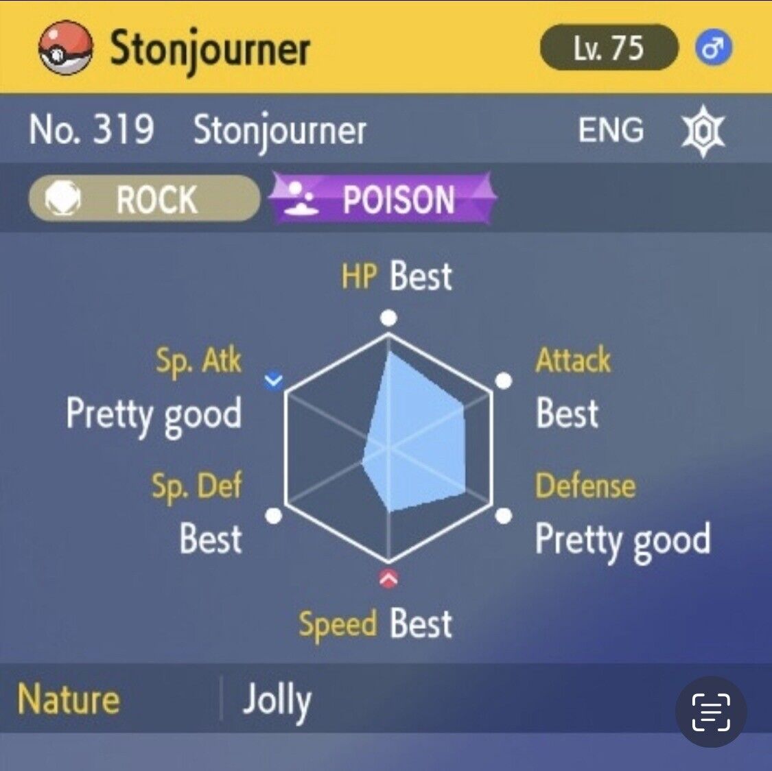 Stonjourner Hard To Find Tera Raid Event 2024 Untouched Pokémon Scarlet Violet Non Shiny Lv. 75 by Shiny Living Dex | Shiny Living Dex
