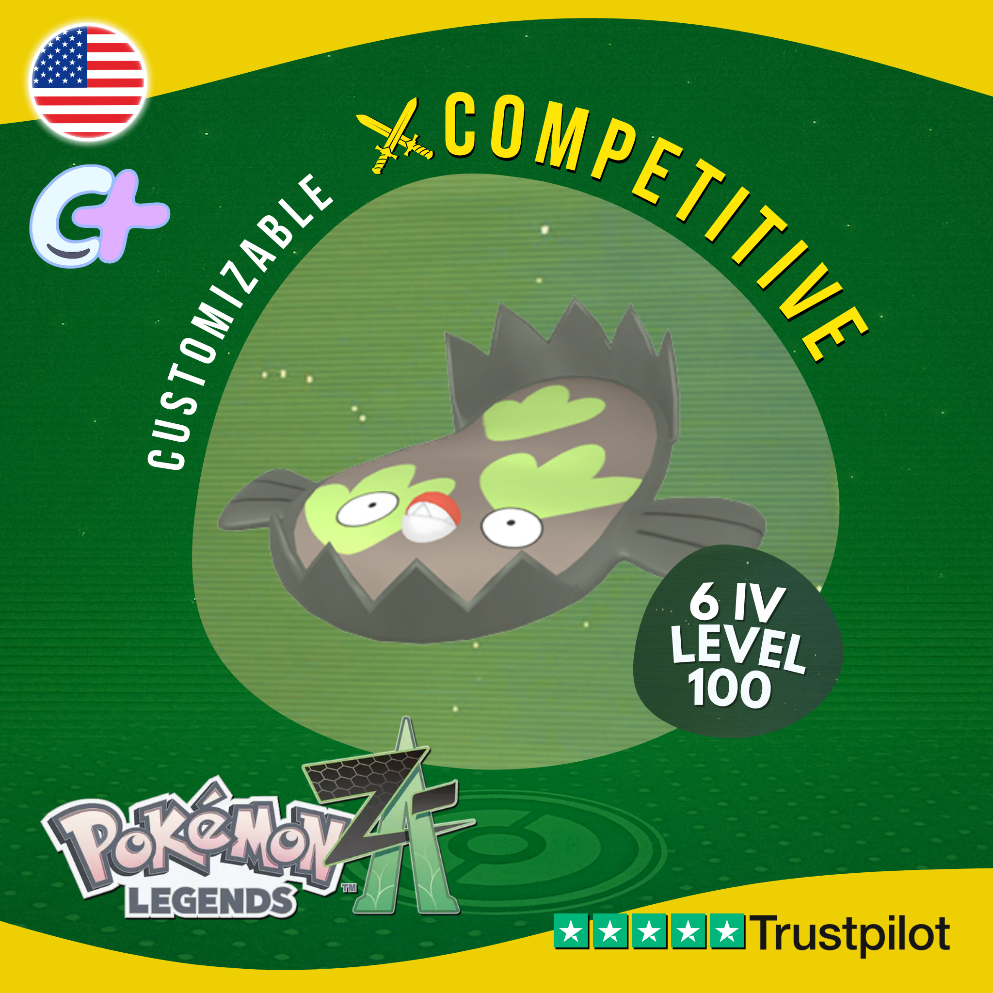 Stunfisk Galarian Galar 6 IV Pokémon Legends Z-A Competitive Customiza –  Shiny Living Dex
