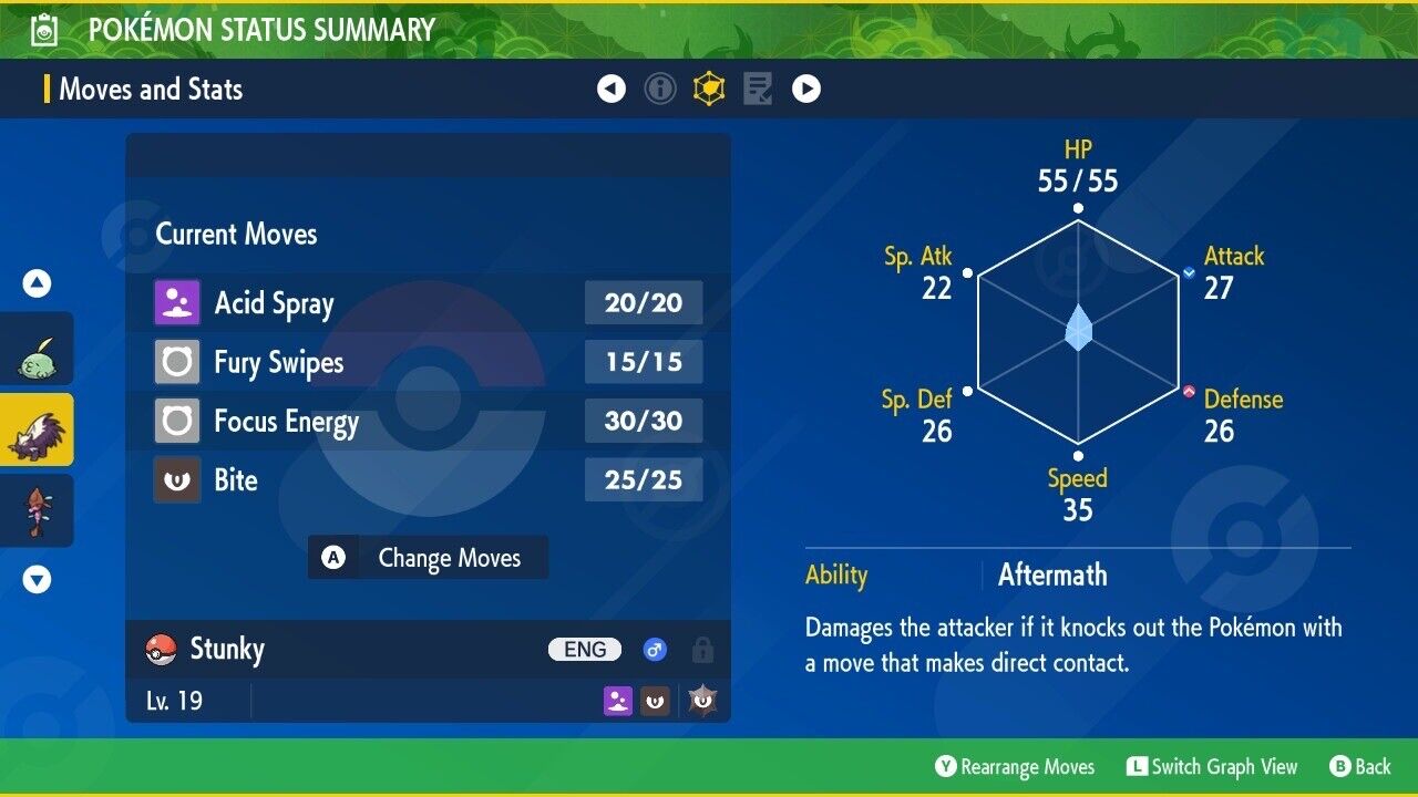 Stunky Shiny Event Mass Outbreak Rare Mark Untouched IV Pokémon Scarlet Violet Shiny by Shiny Living Dex | Shiny Living Dex
