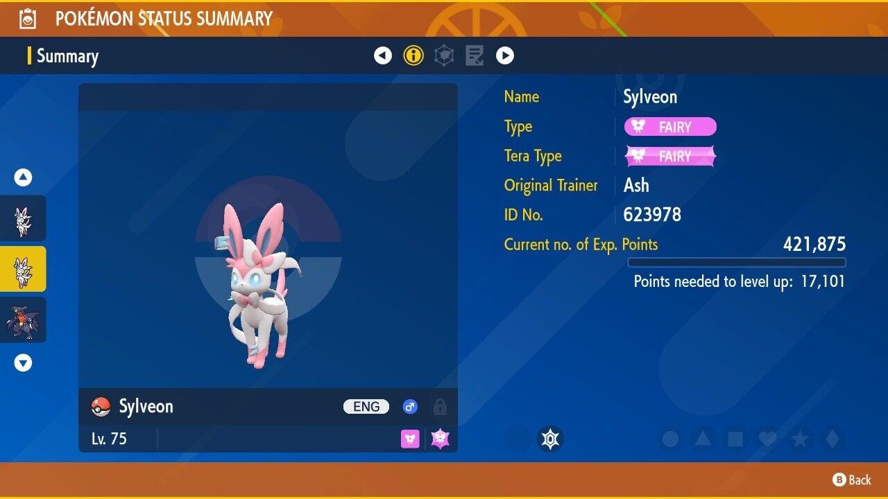 Sylveon 5 Star Tera Raid Event February 2023 Untouched Pokémon Scarlet Violet Non Shiny Lv. 75 by Shiny Living Dex | Shiny Living Dex