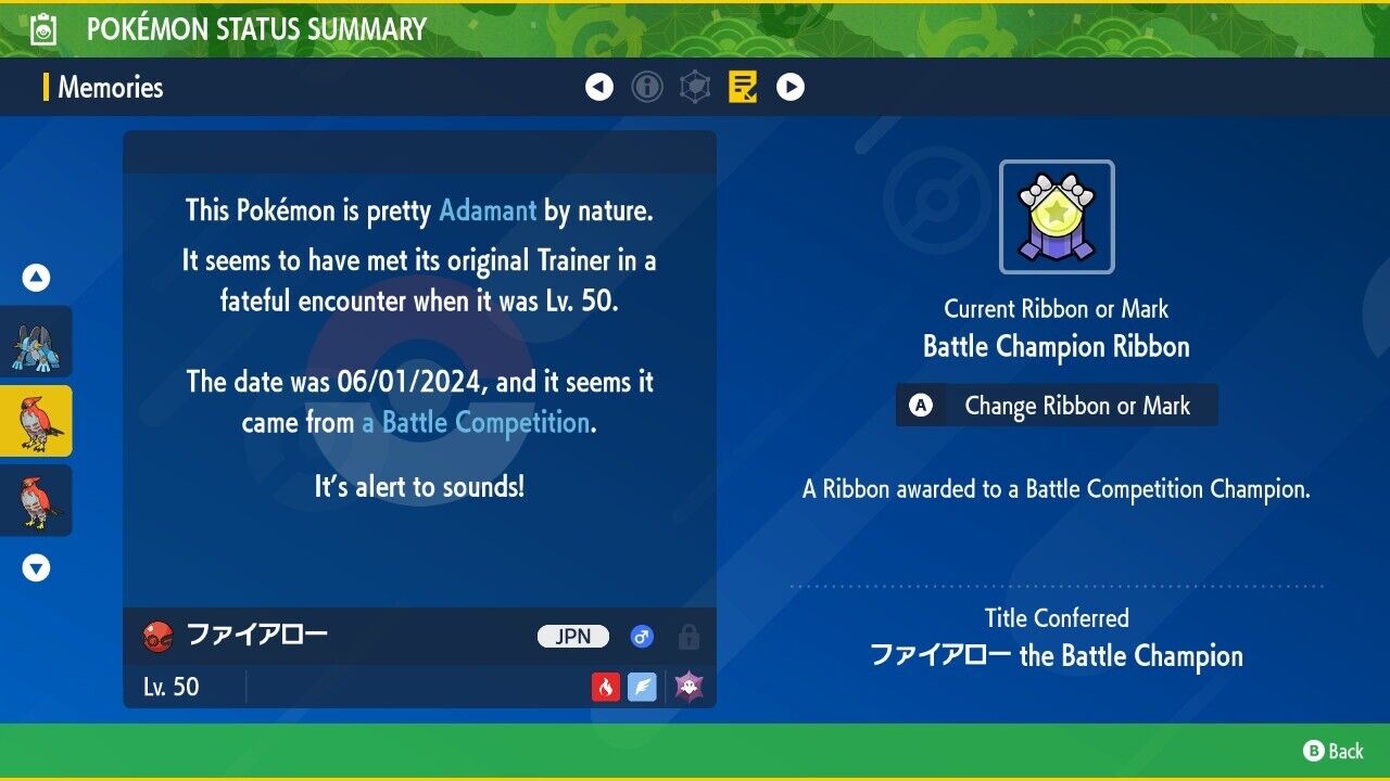 Talonflame Event June Japan Championships Untouched IV Pokémon Scarlet Violet