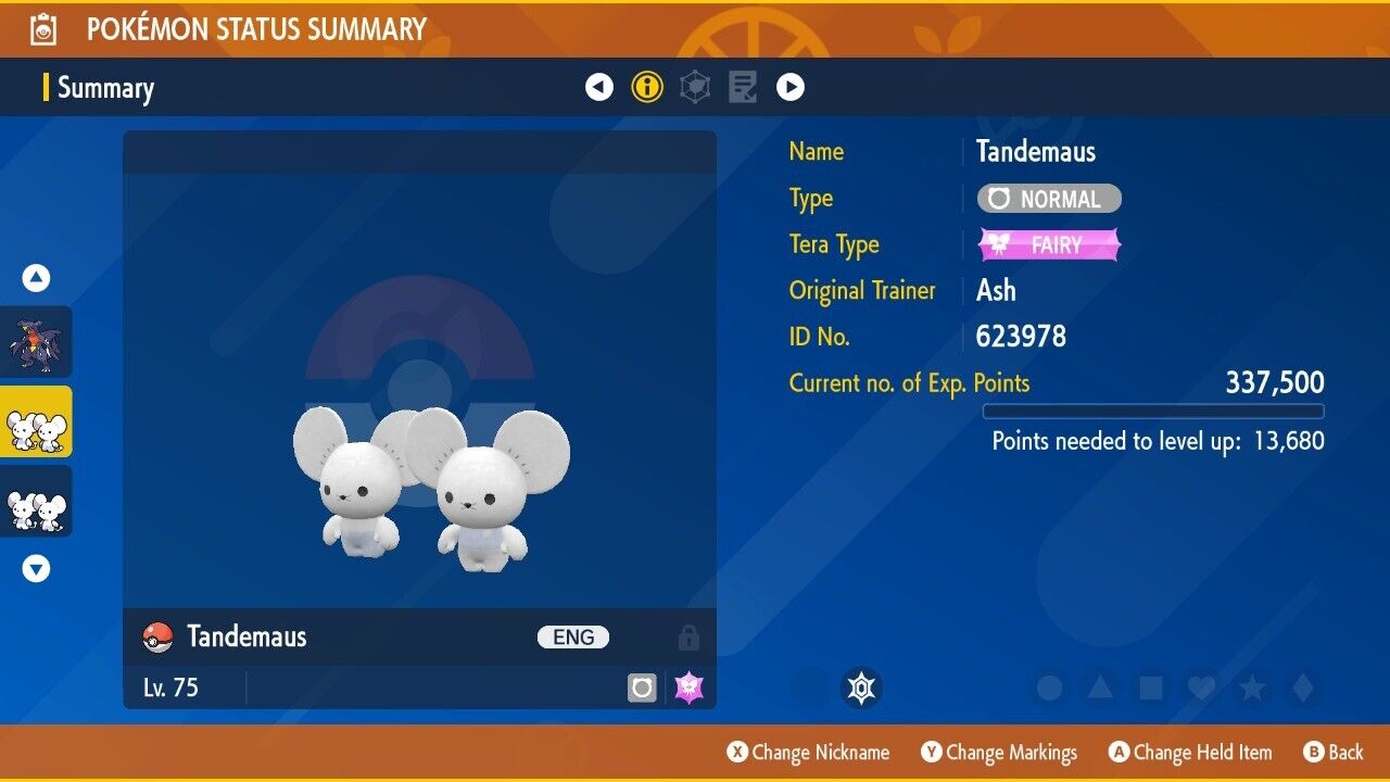 Tandemaus 5 Star Tera Raid Event Valentine Day Untouched Pokémon Scarlet Violet Non Shiny Lv. 75 by Shiny Living Dex | Shiny Living Dex