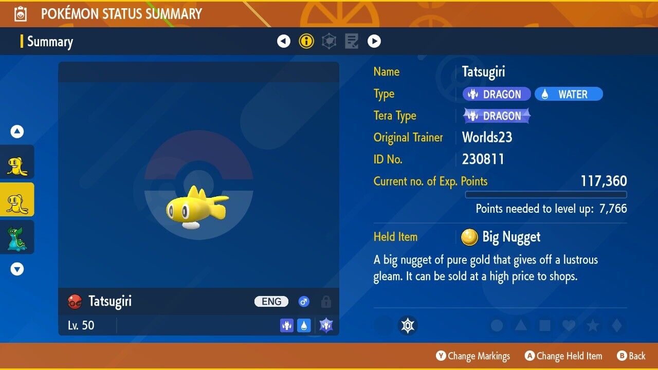 Tatsugiri Stretchy Worlds23 Yokohama Event Untouched IV Pokémon Scarlet Violet Non shiny Lv 50 by Shiny Living Dex | Shiny Living Dex