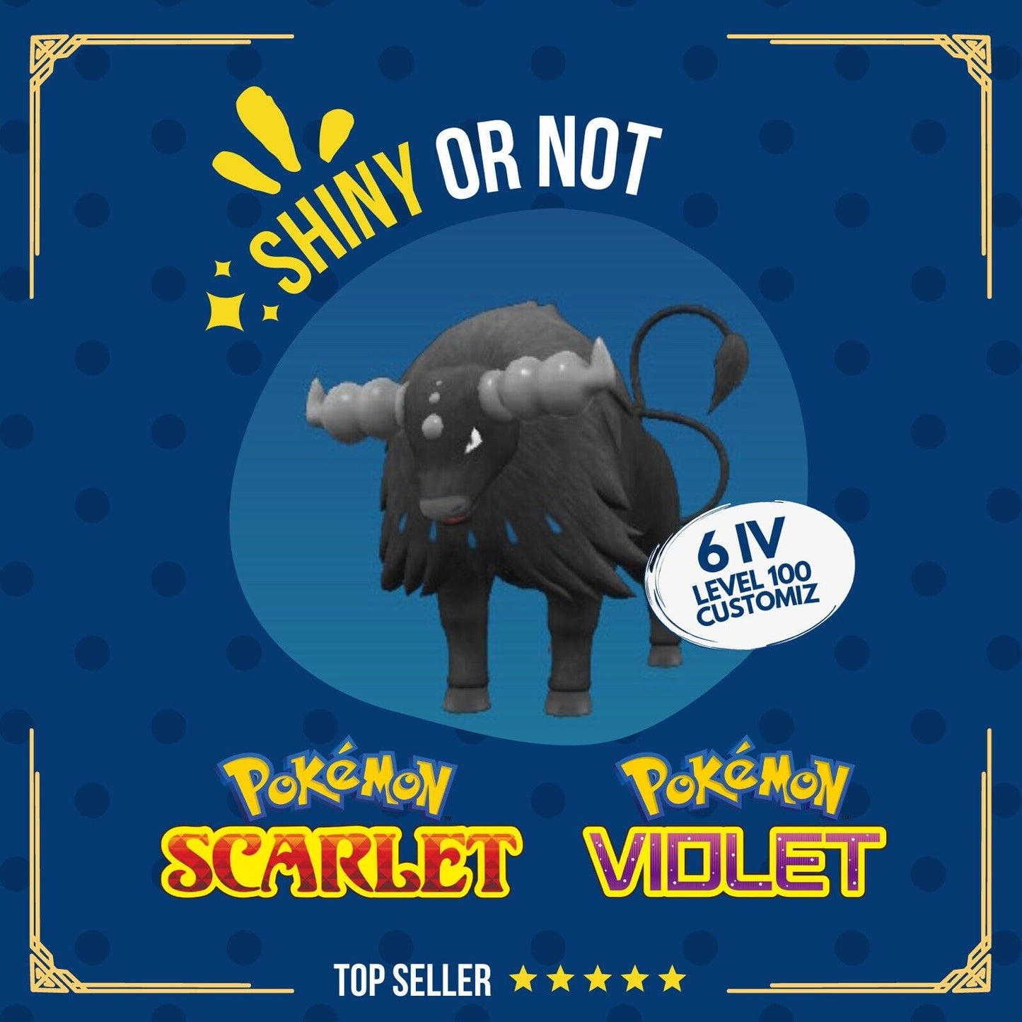 Tauros Shiny or Non ✨ 6 IV Competitive Customizable Pokémon Scarlet Violet 🟠🟣 by Shiny Living Dex | Shiny Living Dex