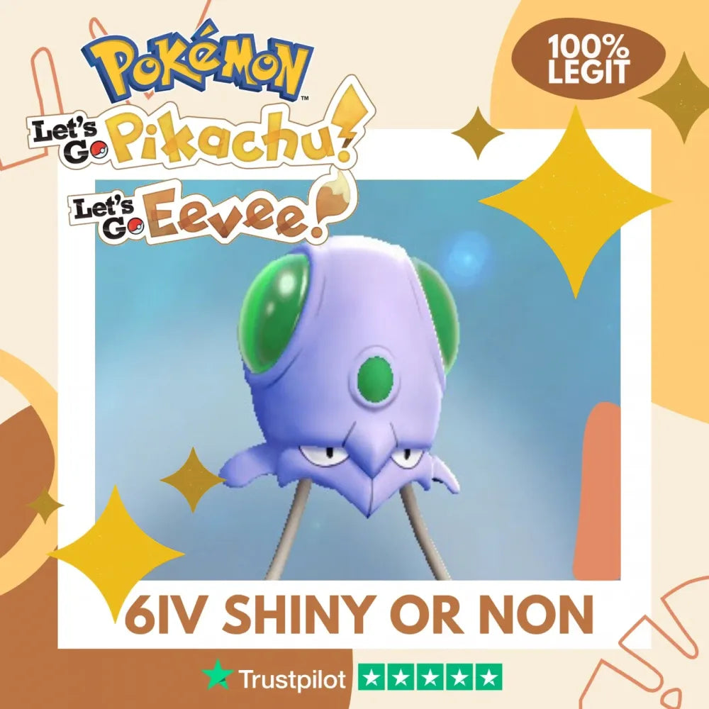 Tentacool Shiny ✨ or Non Shiny Pokémon Let's Go Pikachu Eevee Level 1 Legit 6 IV 100% Legal from GO Park Customizable Custom OT by Shiny Living Dex | Shiny Living Dex
