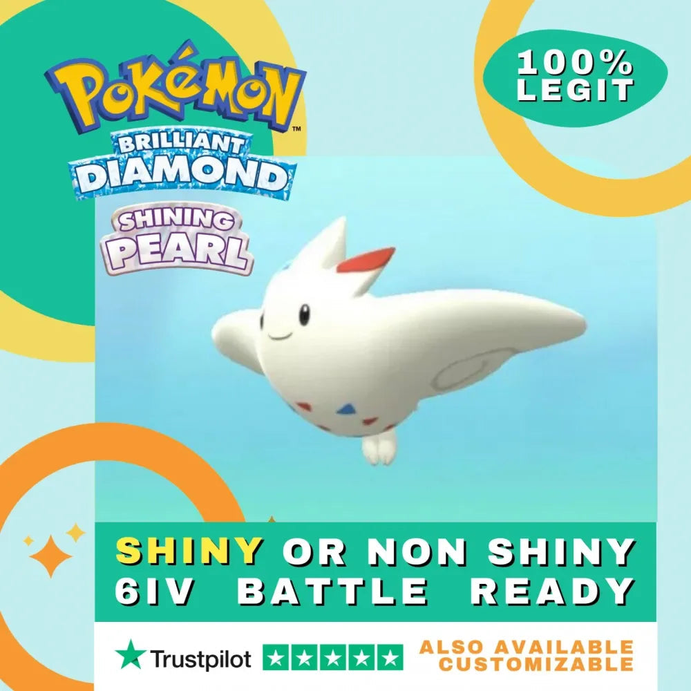 Togekiss Shiny ✨ or Non Shiny Pokémon Brilliant Diamond Shining Pearl Battle Ready 6 IV Competitive 100% Legit Level 100 Customizable Custom OT by Shiny Living Dex | Shiny Living Dex