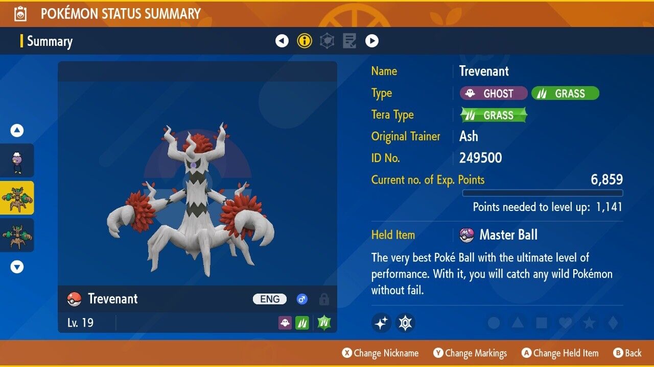 Trevenant Shiny Crafty Mark Event Mass Outbreak Untouched Pokémon Scarlet Violet Shiny Lv. 19 by Shiny Living Dex | Shiny Living Dex