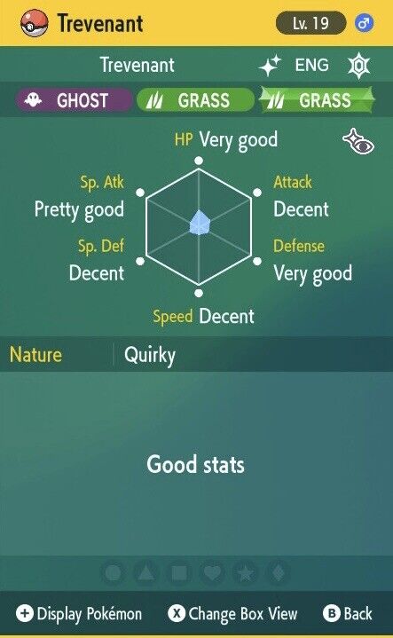 Trevenant Shiny Crafty Mark Event Mass Outbreak Untouched Pokémon Scarlet Violet Shiny Lv. 19 by Shiny Living Dex | Shiny Living Dex