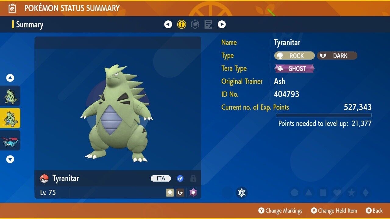 Tyranitar Ghost Tera Raid Event December 2022 Untouched Pokémon Scarlet Violet Non Shiny Lv. 75 by Shiny Living Dex | Shiny Living Dex