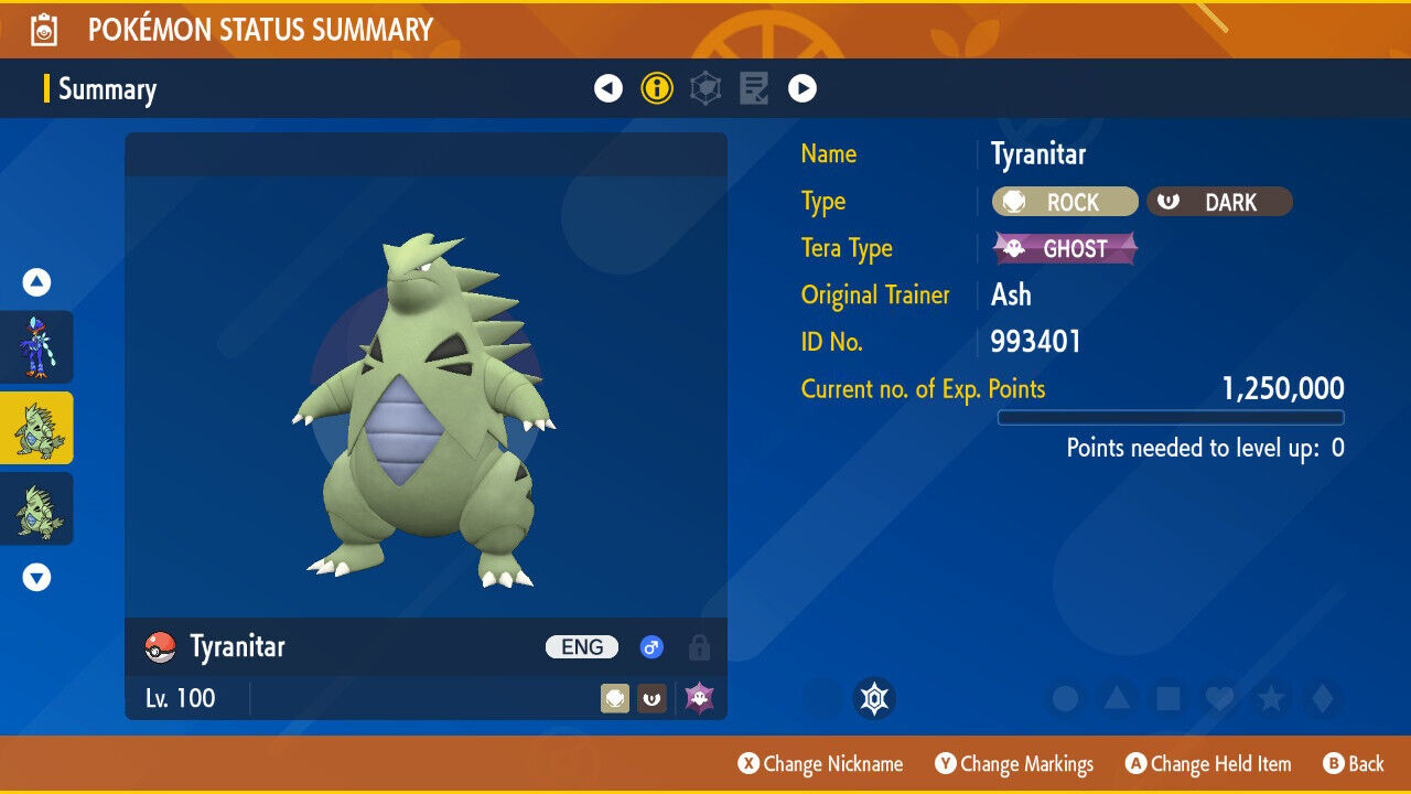 Tyranitar Unrivaled Tera Raid Event Mightiest Ghost 6 IV Pokémon Scarlet Violet