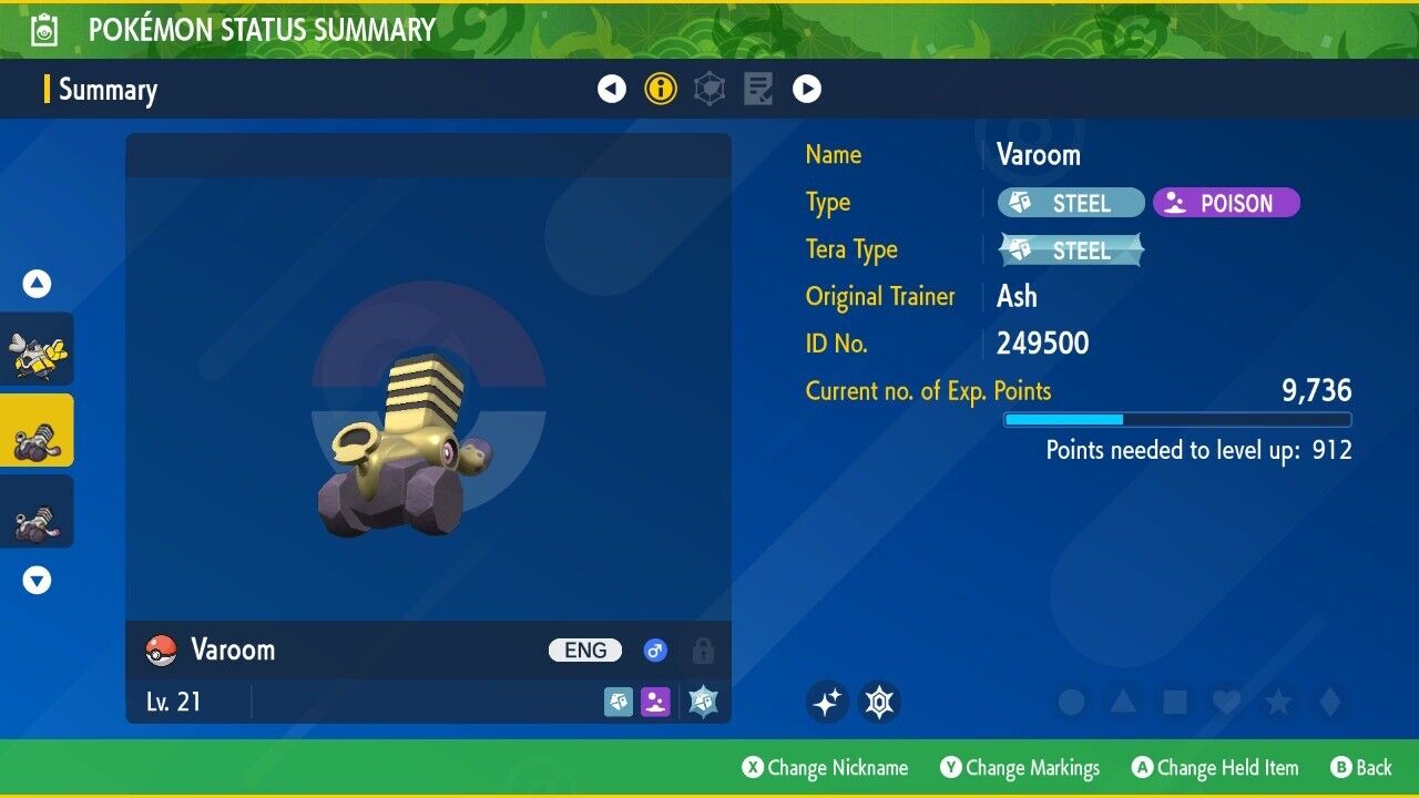 Varoom Shiny Event Strike Gold Mass Outbreak Untouched Pokémon Scarlet Violet Shiny by Shiny Living Dex | Shiny Living Dex