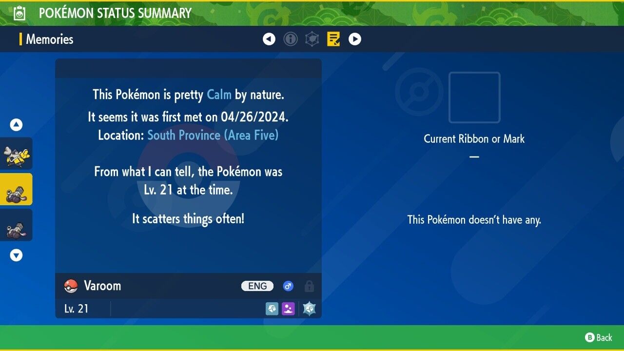 Varoom Shiny Event Strike Gold Mass Outbreak Untouched Pokémon Scarlet Violet Shiny by Shiny Living Dex | Shiny Living Dex