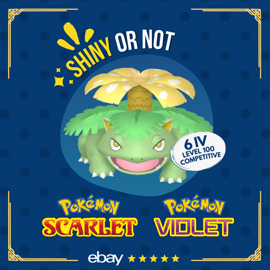 Venusaur Shiny or Non ✨ 6 IV Competitive Customizable Pokémon Scarlet Violet by Shiny Living Dex | Shiny Living Dex