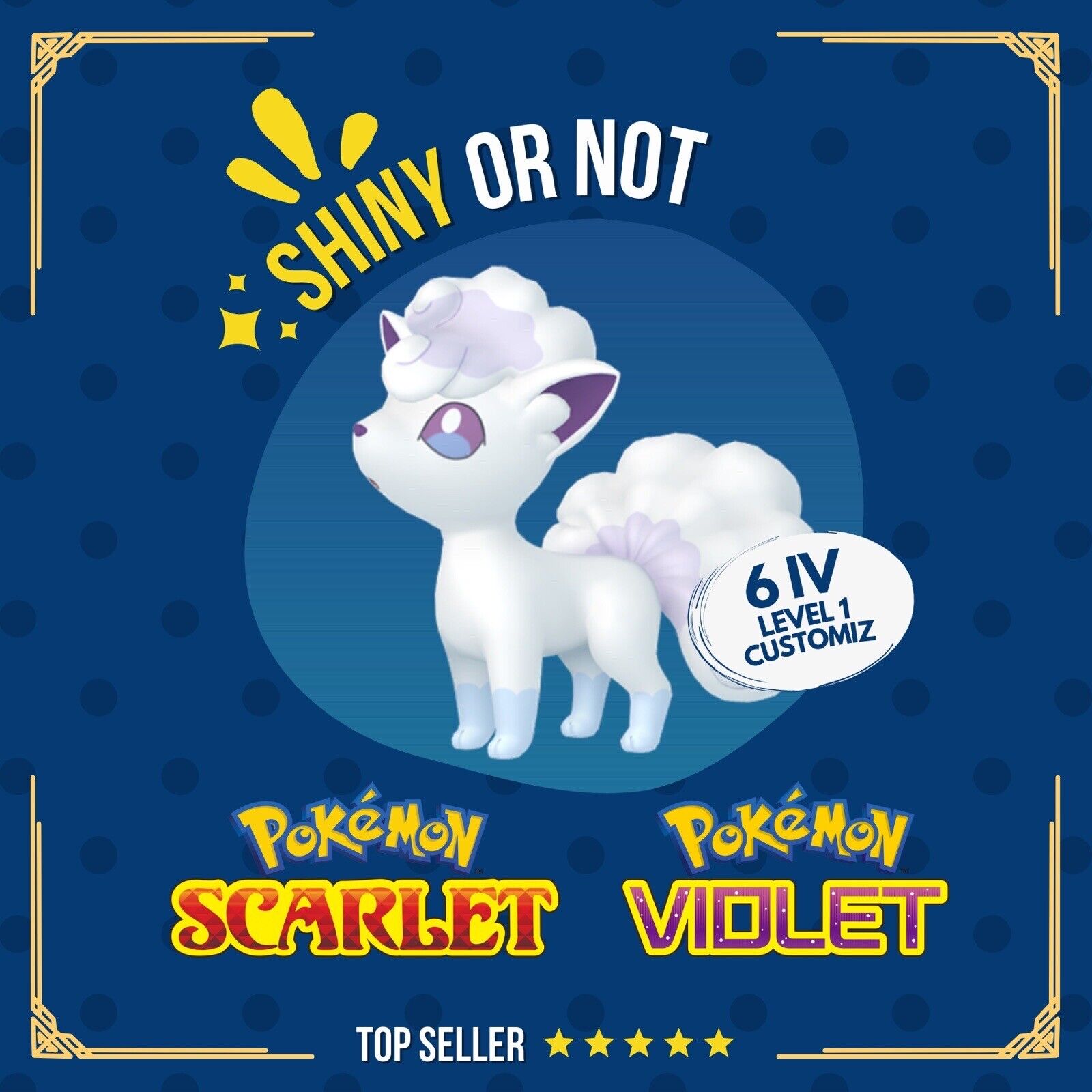 Vulpix Alolan Shiny or Non ✨ 6 IV Customizable Level OT Pokémon