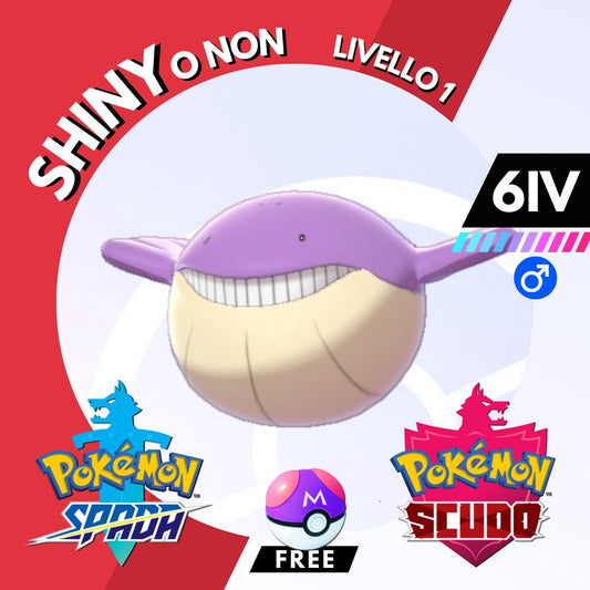 Wailmer Shiny o Non 6 IV e Master Ball Legit Pokemon Spada Scudo Sword Shield