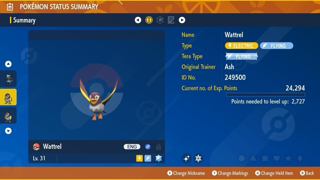 Wattrel Shiny Event Mass Outbreaks August Untouched IV Pokémon Scarlet Violet