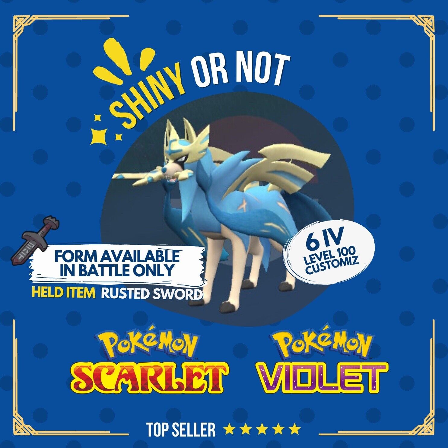 Zacian Crowned Sword Shiny or Non 6 IV Competitive Pokmon Scarlet Vio Shiny Living Dex Zacian Crowned Sword Shiny or Non 6 IV Competitive Pokmon Scarlet Vio Shiny Living Dex