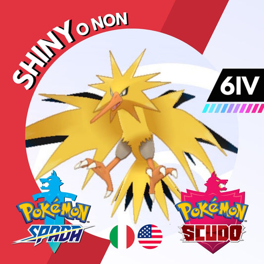Zapdos Kanto Shiny o Non 6 IV Competitivo Legit Pokemon Spada Scudo Sword Shield