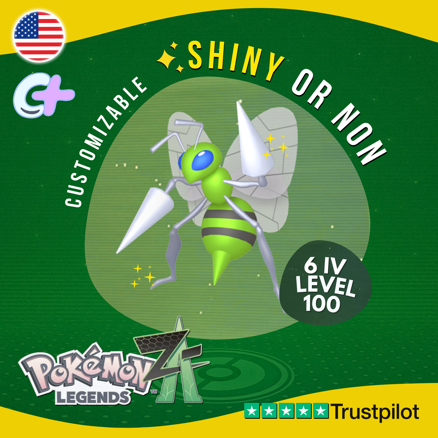 Beedrill Shiny or Non ✨6 IV Pokémon Legends Z-A Competitive Customizable ZA Z A