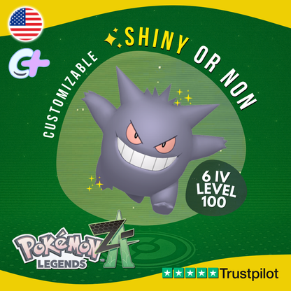 Gengar Shiny or Non ✨6 IV Pokémon Legends Z-A Competitive Customizable ZA Z A