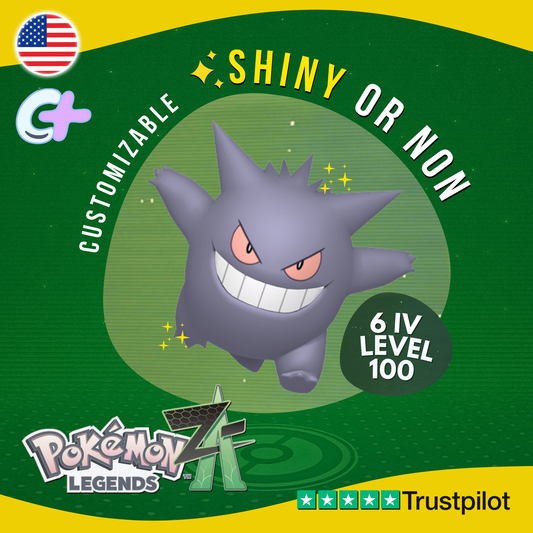 Gengar Shiny or Non ✨6 IV Pokémon Legends Z-A Competitive Customizable ZA Z A