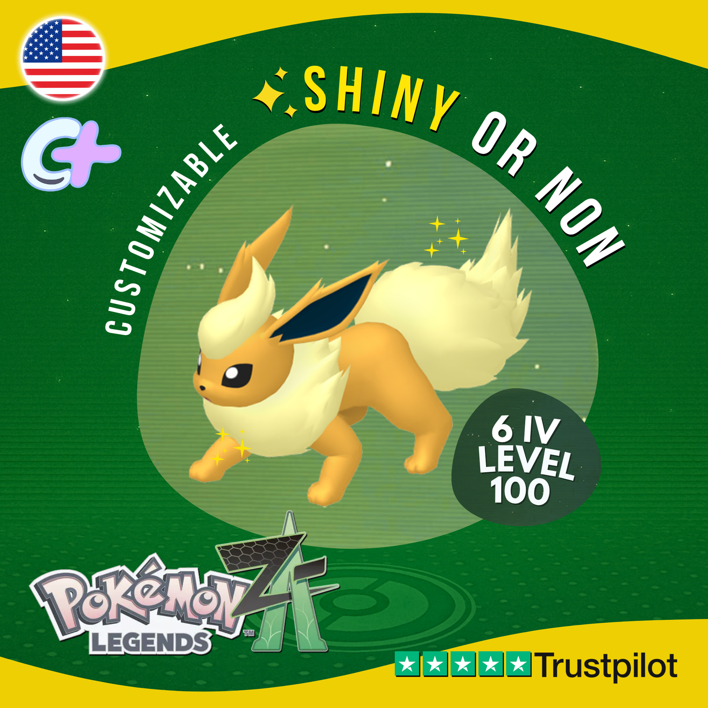 Flareon Shiny or Non ✨6 IV Pokémon Legends Z-A Competitive Customizable ZA Z A