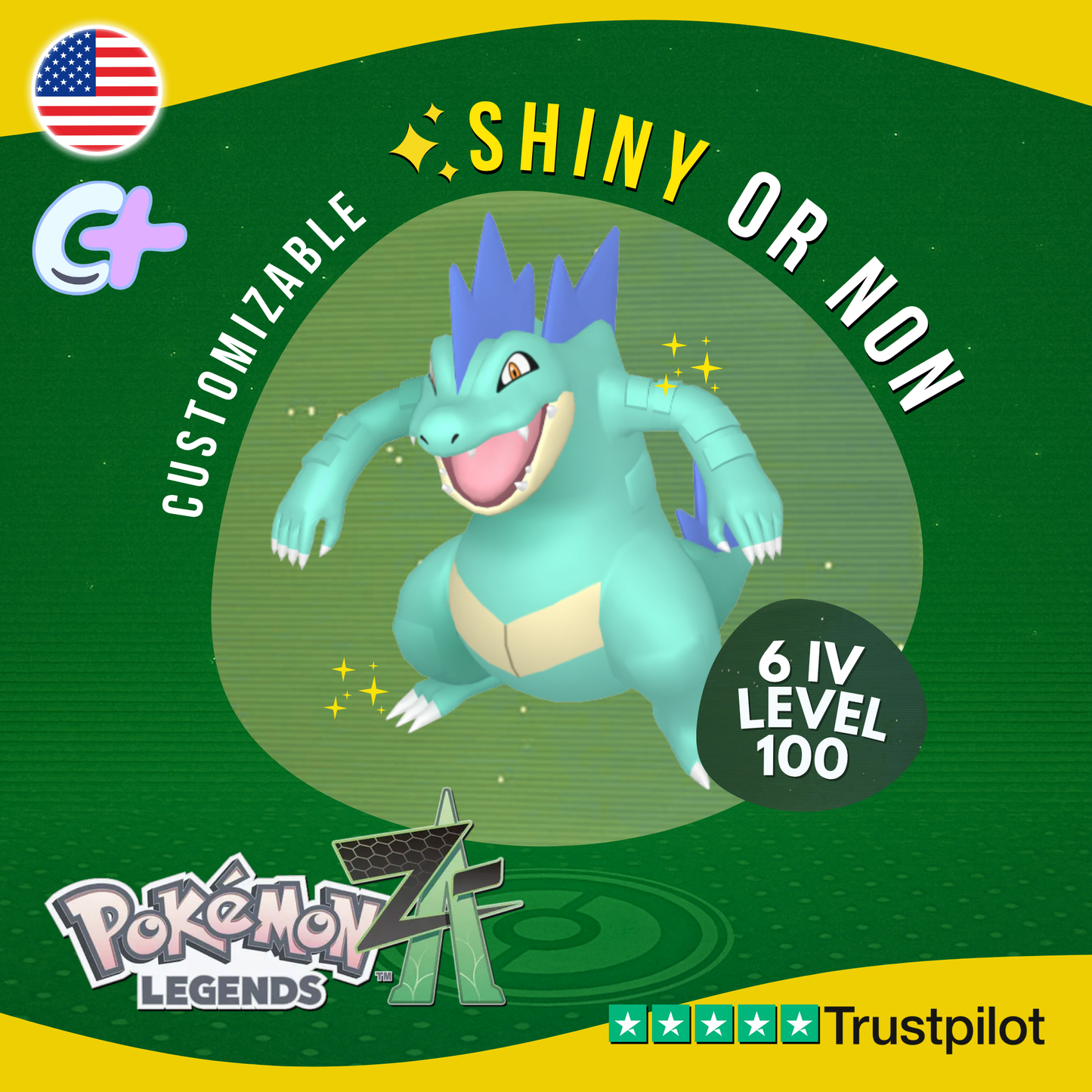 Feraligatr Shiny or Non ✨6IV Pokémon Legends Z-A Competitive Customizable ZA Z A