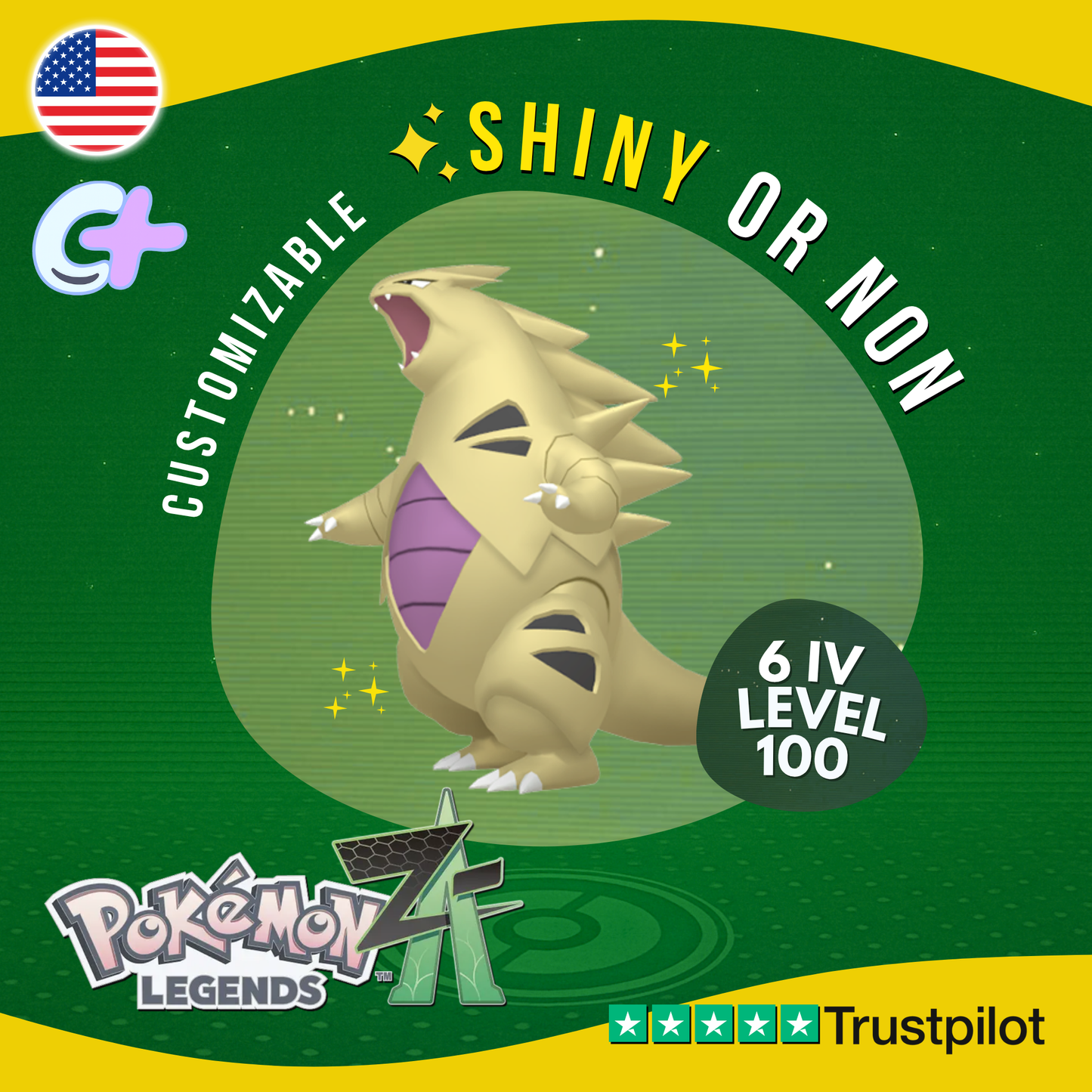 Tyranitar Shiny or Non ✨6 IV Pokémon Legends Z-A Competitive Customizable ZA Z A