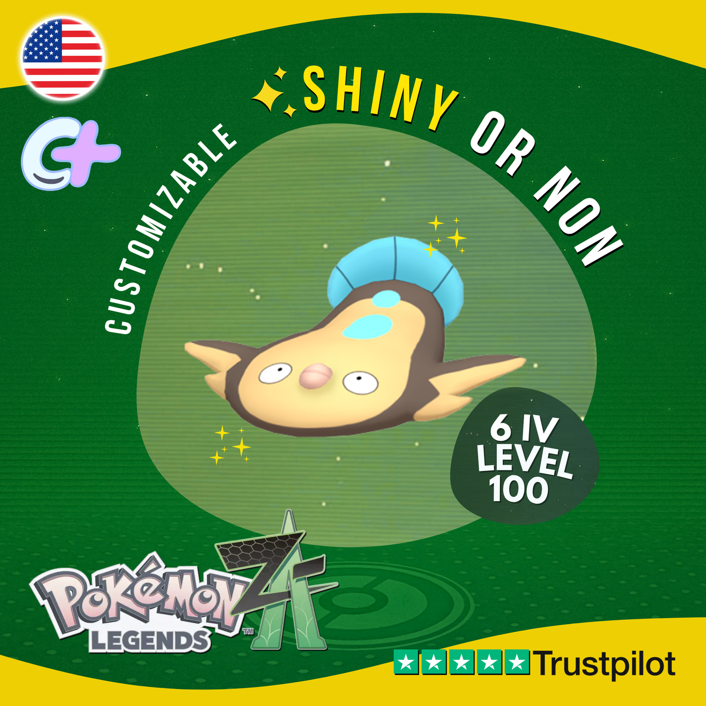 Stunfisk Shiny or Non ✨6 IV Pokémon Legends Z-A Competitive Customizable ZA Z A