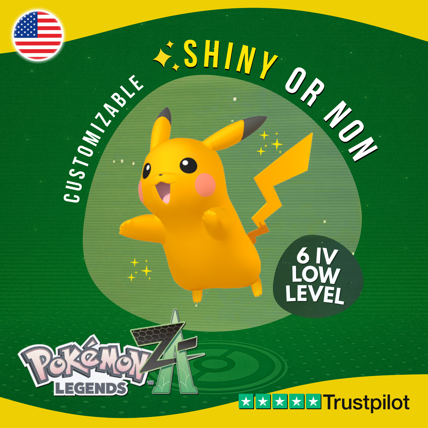 Pikachu Shiny or Non ✨ 6 IV Pokémon Legends Z-A Competitive Customizable ZA Z A