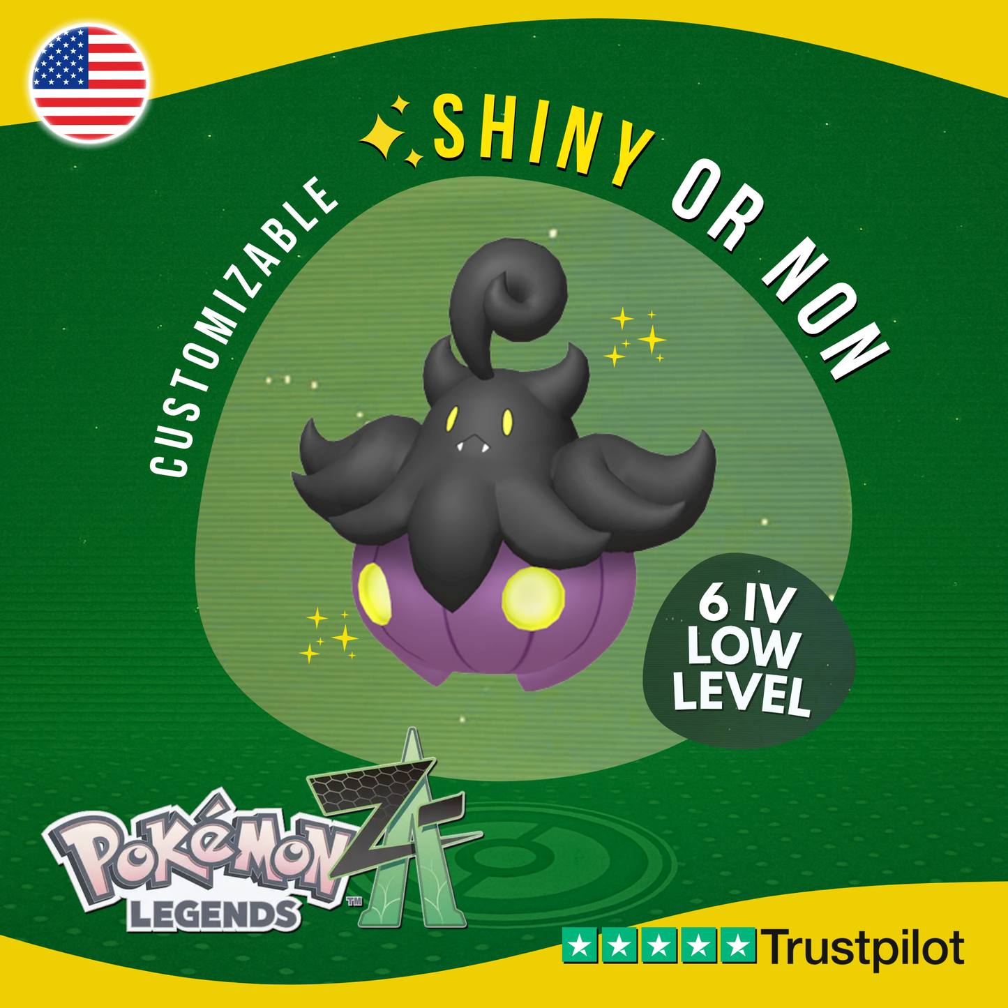 Pumpkaboo Shiny or Non ✨ 6IV Pokémon Legends Z-A Competitive Customizable ZA Z A