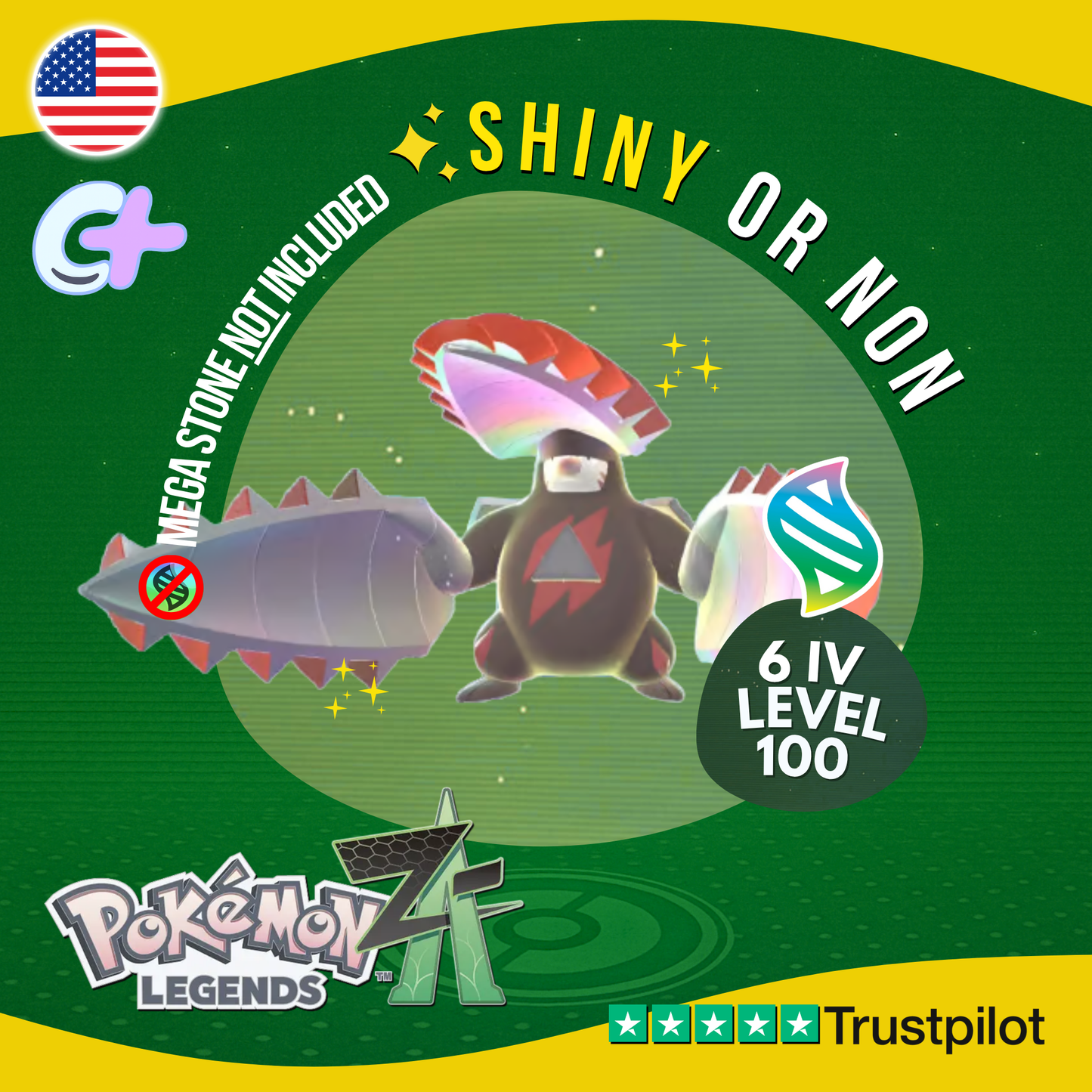 Mega Excadrill Shiny or Non ✨ 6 IV Pokémon Legends Z-A Battle Ready ZA Z A