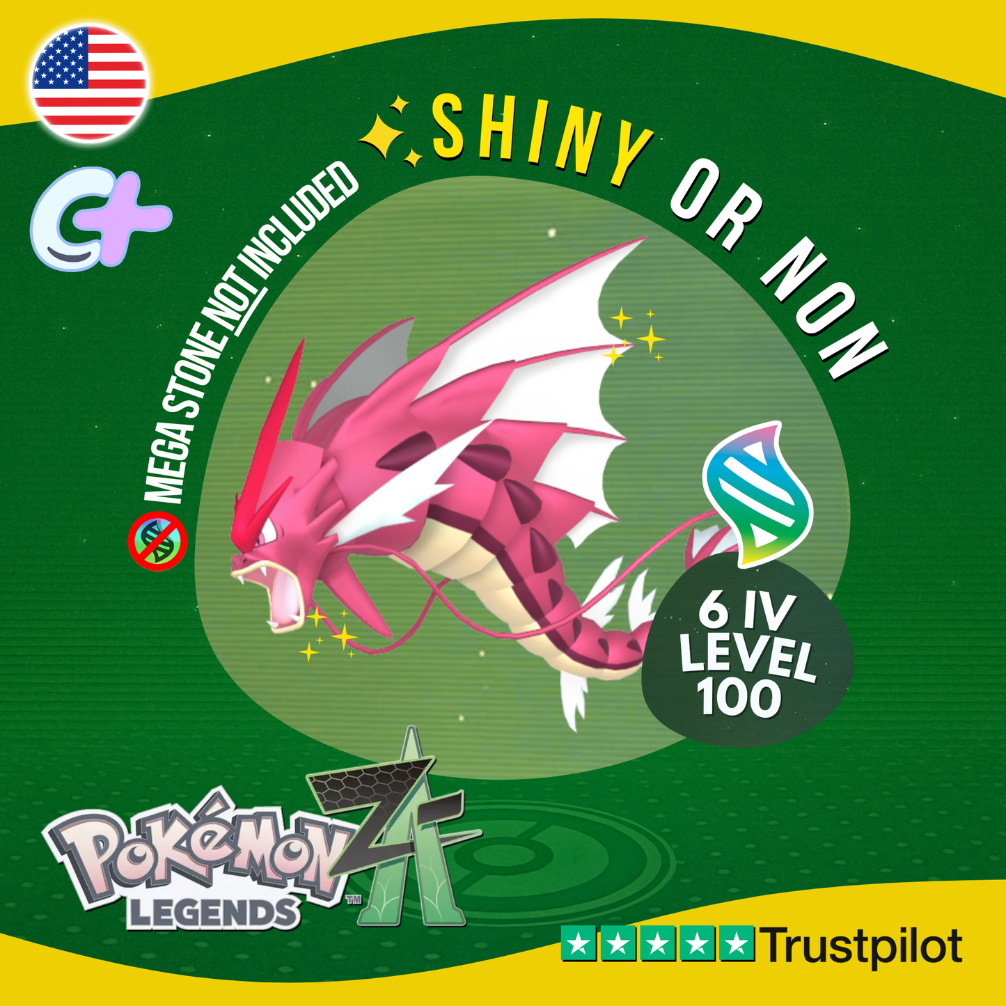 Mega Gyarados Shiny or Non ✨ 6 IV Pokémon Legends Z-A Battle Ready ZA Z A