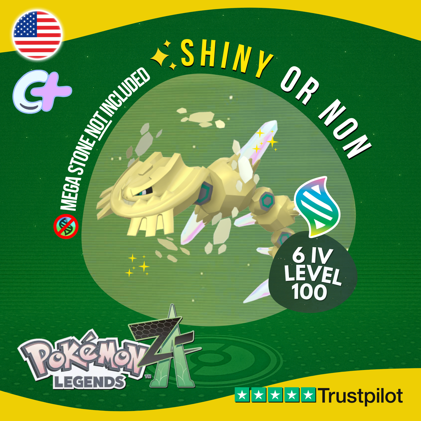 Mega Steelix Shiny or Non ✨ 6 IV Pokémon Legends Z-A Battle Ready ZA Z A