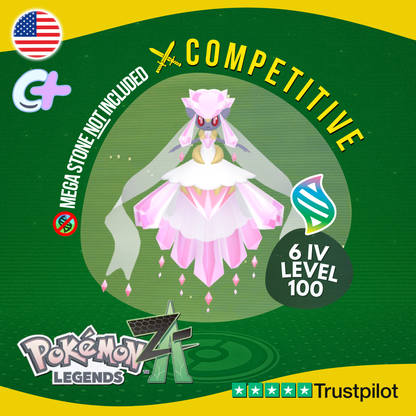 Mega Diancie Non Shiny Competitive 6 IV Pokémon Legends Z-A Battle Ready ZA Z A