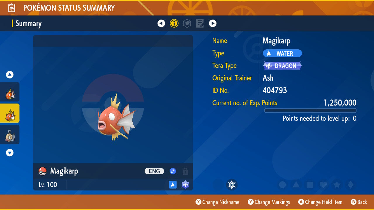 Magikarp Unrivaled Tera Raid Event Mightiest Mark 6 IV Pokémon Scarlet Violet