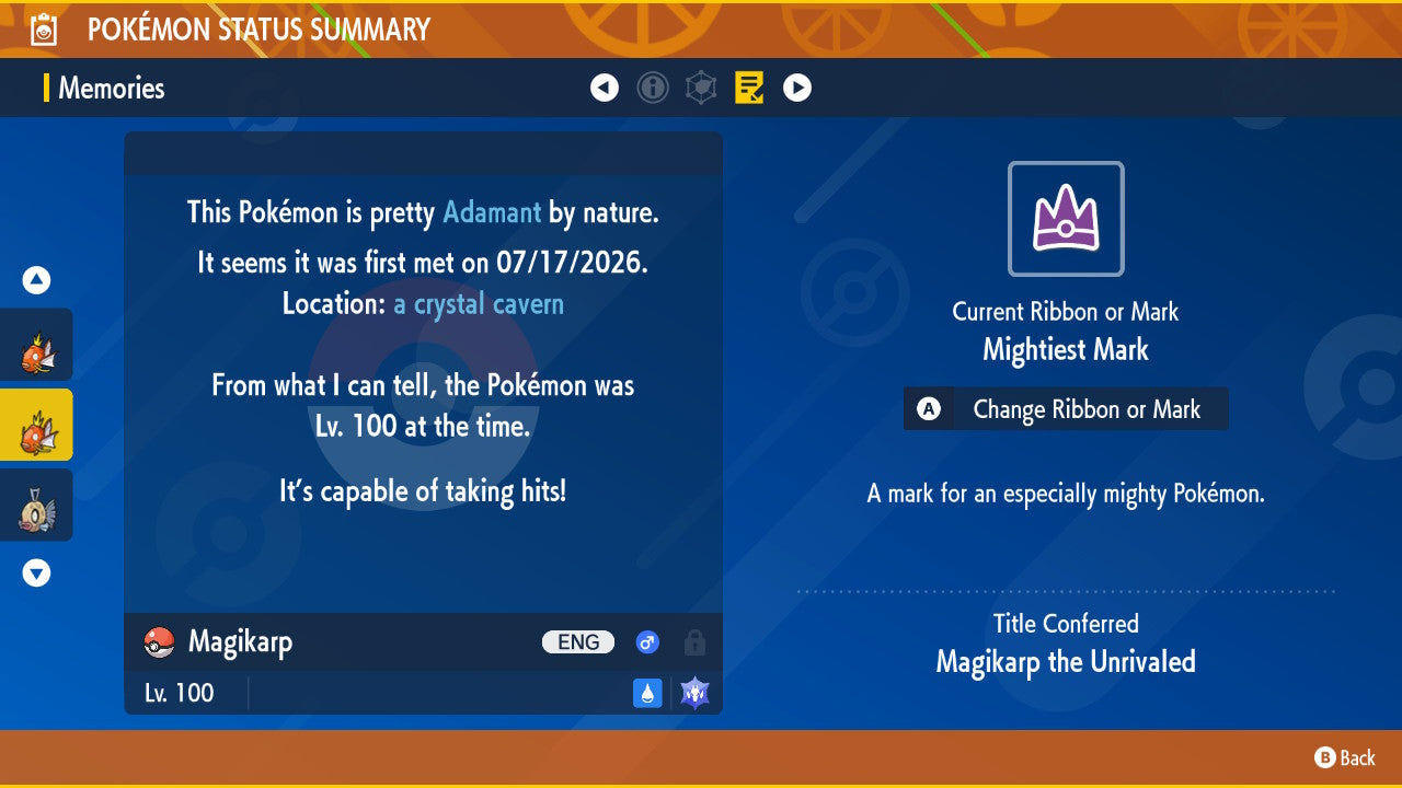 Magikarp Unrivaled Tera Raid Event Mightiest Mark 6 IV Pokémon Scarlet Violet
