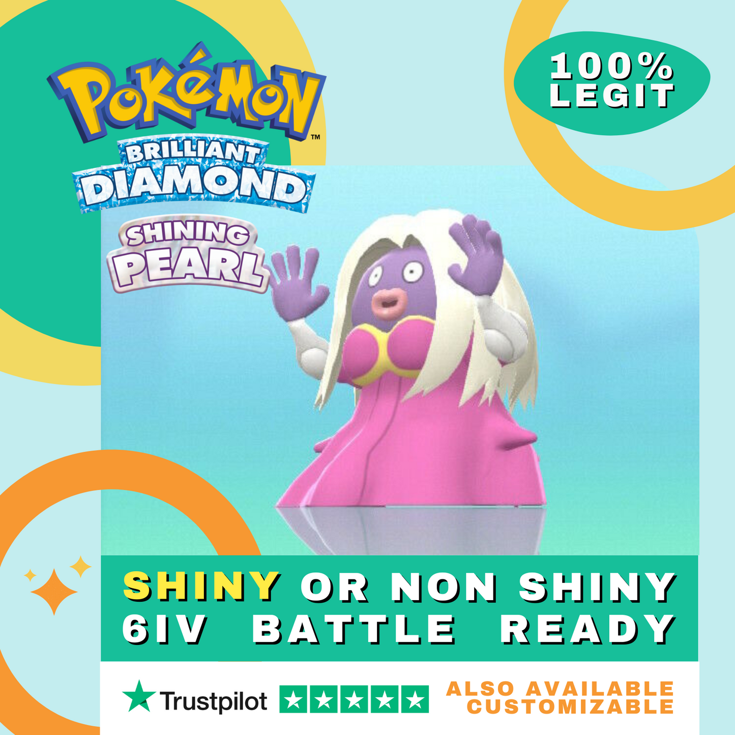 Jynx Shiny ✨ or Non Shiny Pokémon Brilliant Diamond Shining Pearl Battle Ready 6 IV Competitive 100%  Legit Level 100 Customizable Custom OT