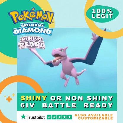 Aerodactyl  Shiny ✨ or Non Shiny Pokémon Brilliant Diamond Shining Pearl Battle Ready 6 IV Competitive 100%  Legit Level 100 Customizable Custom OT